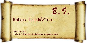 Bahis Izidóra névjegykártya